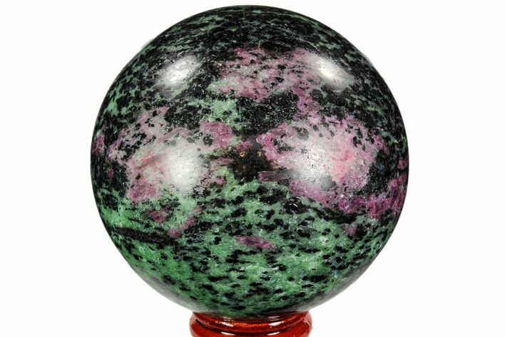 Polished Ruby Zoisite Sphere - Tanzania #107235